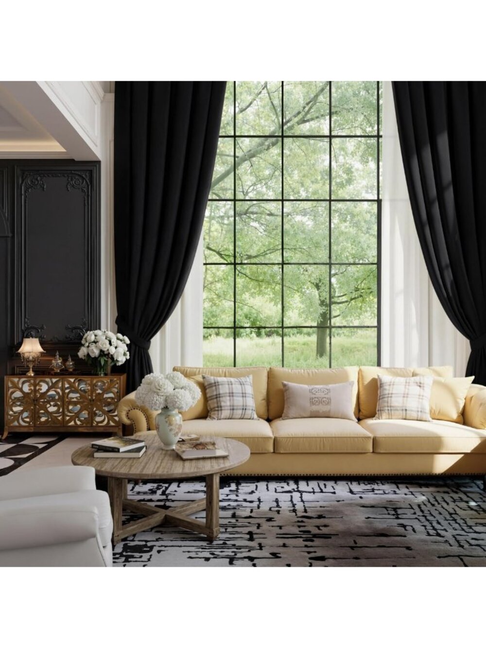 Extra Long Black Velvet Blackout Drapes 228” Grommet Window Treatments, 2 Panels